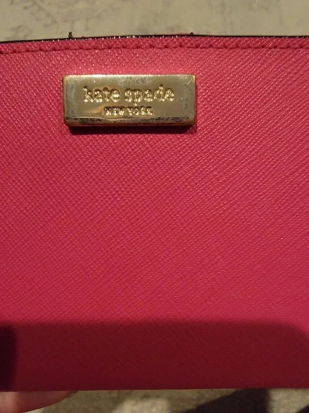 kate spade Hot Pink Saffiano Leather Zip Wallet